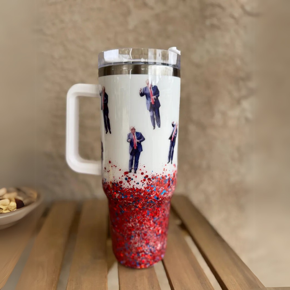 Trump Dance Print Insulated Tumbler With Handle