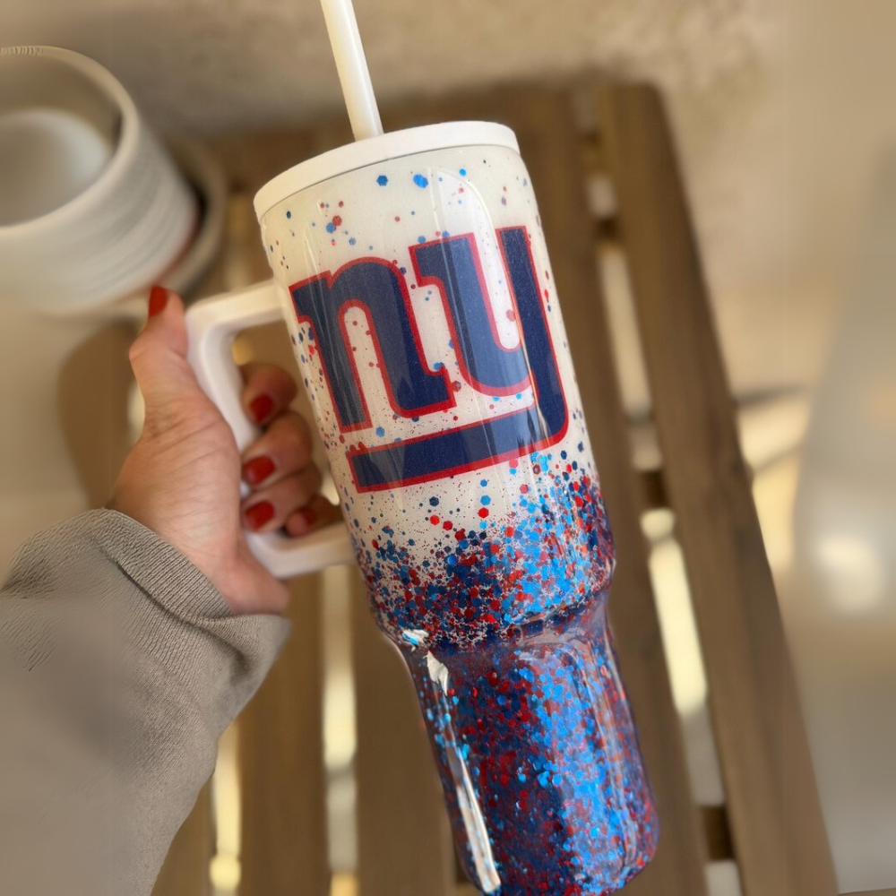 New York Giants Insulated Gradient Tumbler With Glitter Finish