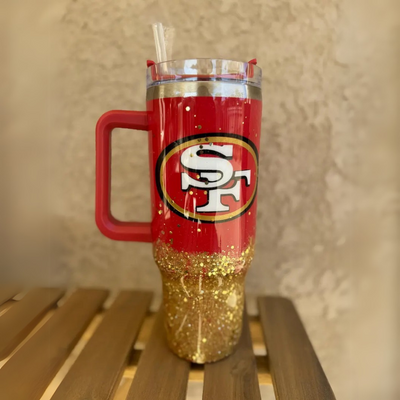 San Francisco Glitter Double Wall Insulated Tumbler With Handle