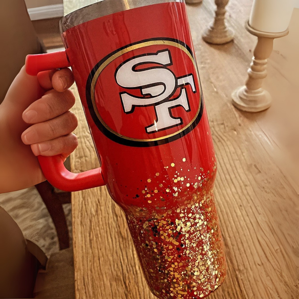 San Francisco Glitter Double Wall Insulated Tumbler With Handle