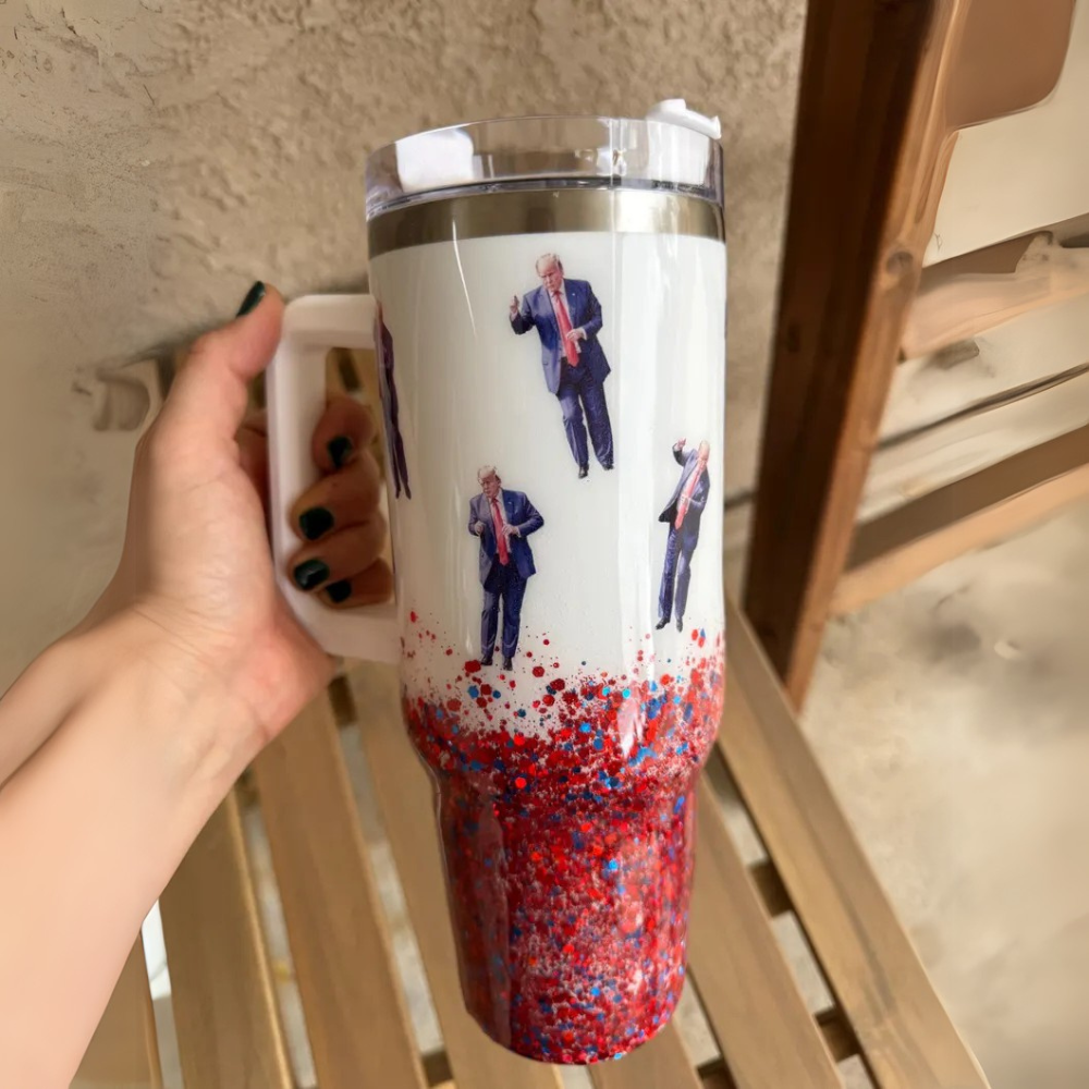 Trump Dance Print Insulated Tumbler With Handle