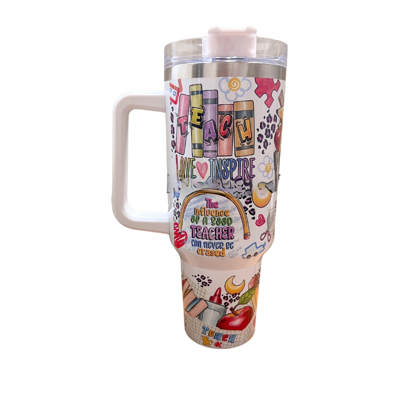 Teach Inspire Motivate 40 oz Tumbler with Handle