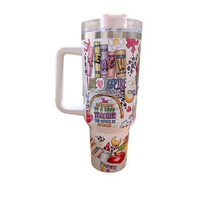 Teach Inspire Motivate 40 oz Tumbler with Handle