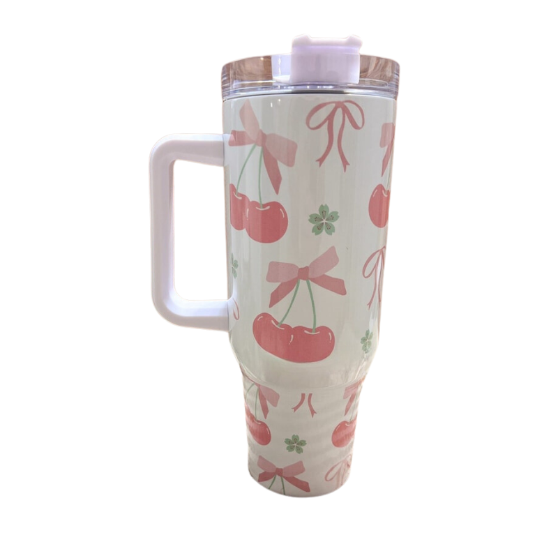 Cherry Coquette 40 oz Travel Tumbler with Bows