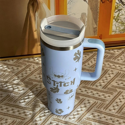 40Oz Stitch Themed Insulated Tumbler With Handle