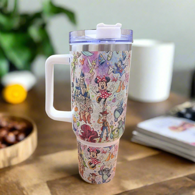 Cartoon Characters Tumbler with Handle