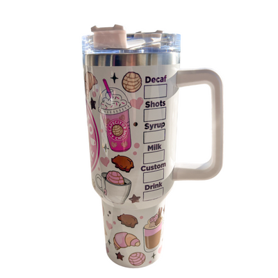 Cafecito Y Chisme 40 oz Travel Mug Coffee Pan Dulce Tumbler With Conchas