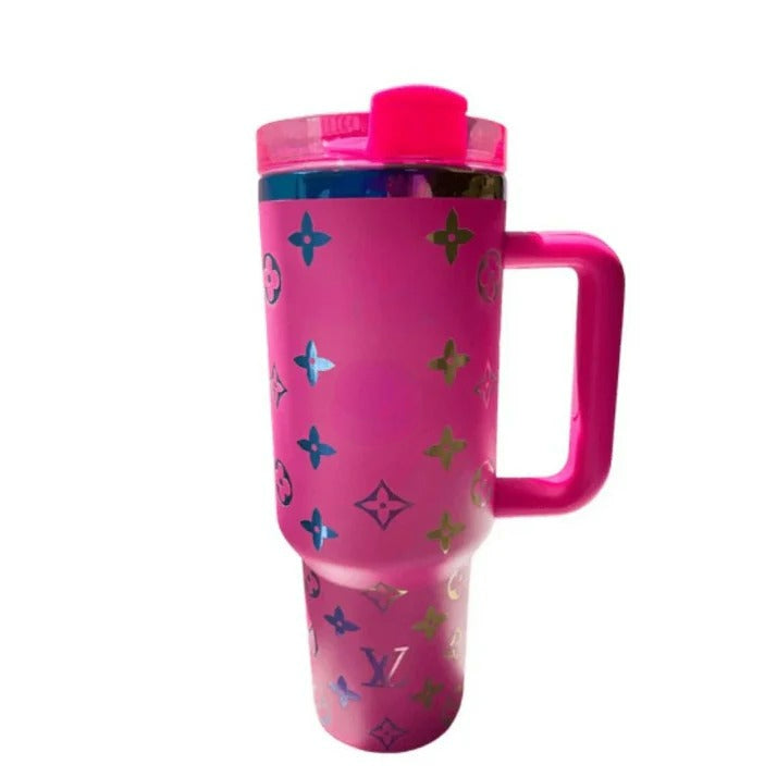 Designer Inspired 40oz Insulated Tumbler With Handle