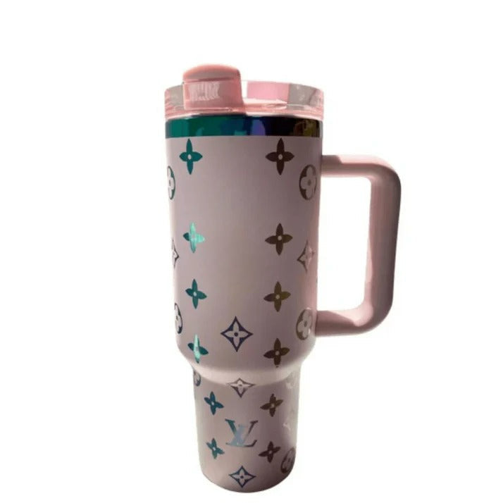 Designer Inspired 40oz Insulated Tumbler With Handle