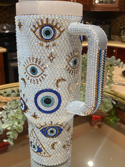 40 Oz Opal Evil Eye Bling Tumbler