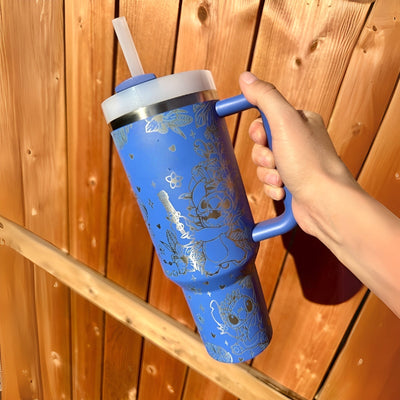 Floral Print Tumbler With Straw Lid