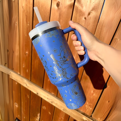 Floral Print Tumbler With Straw Lid