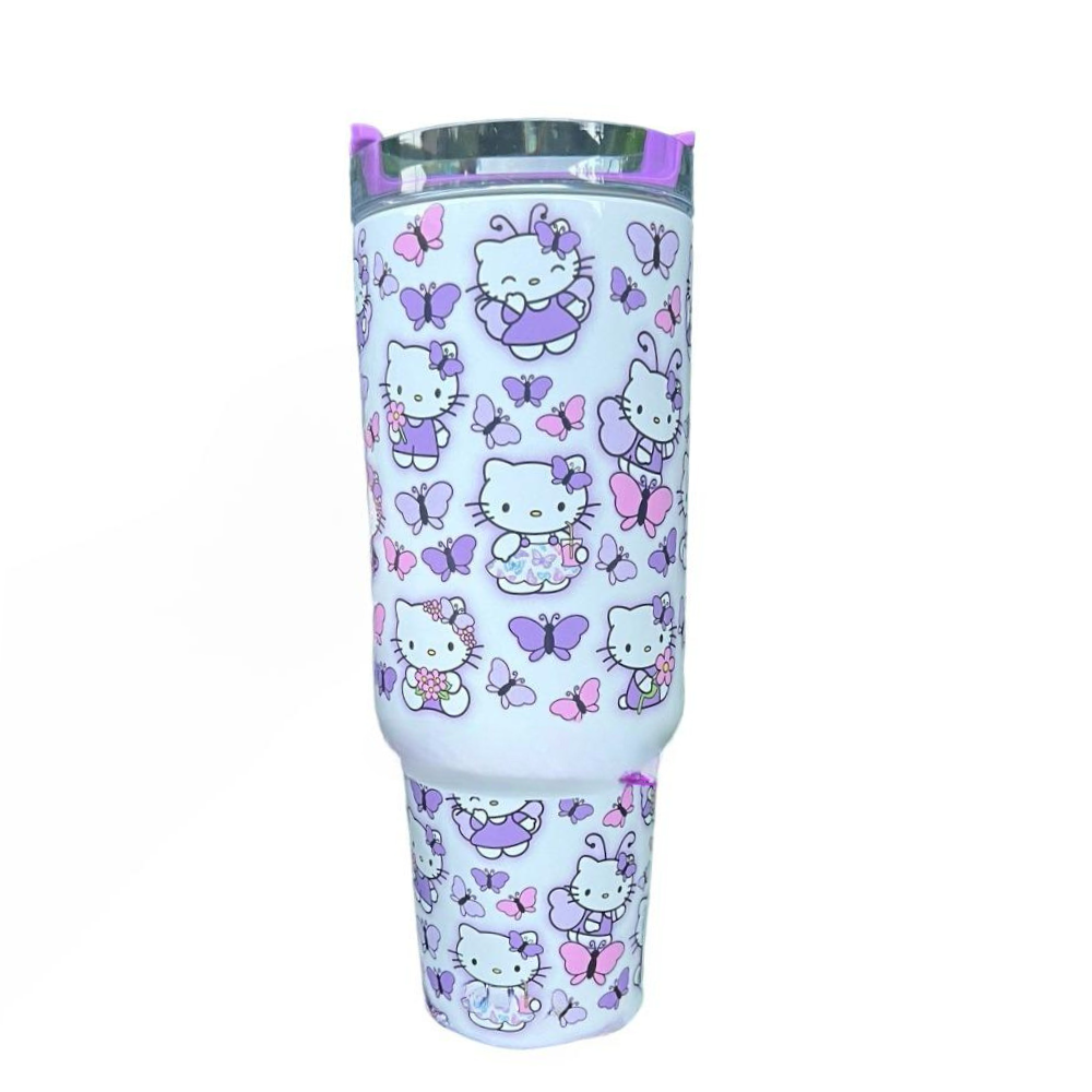 40 oz Kitty and Friends Mug Purple Travel Tumbler