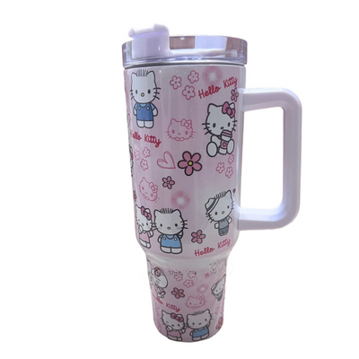 Kitty and Daniel 40 oz Kawaii Travel Tumbler Mug Kitty Concha Mug