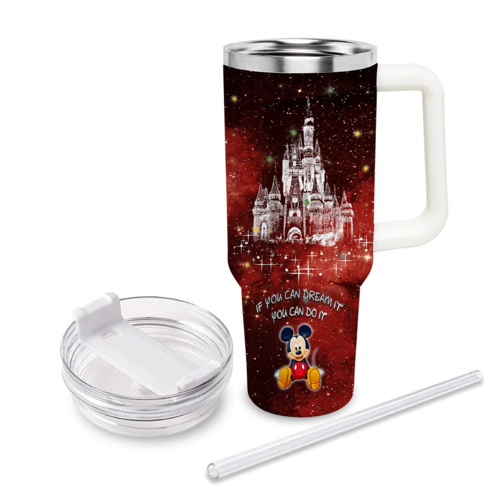 Mickey Mouse Castle Glitter Pattern Tumbler