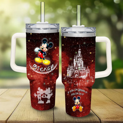 Mickey Mouse Castle Glitter Pattern Tumbler