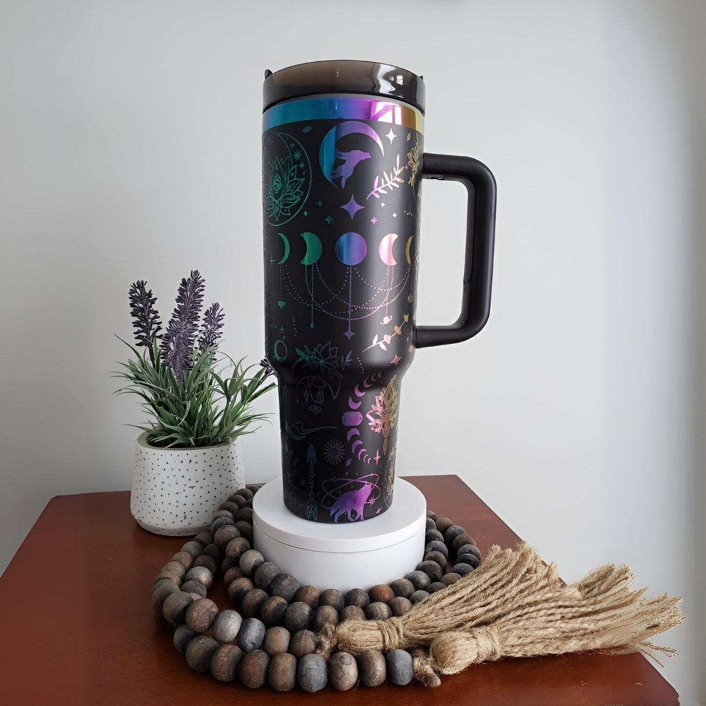 Moons And Lotus Tumbler With Straw