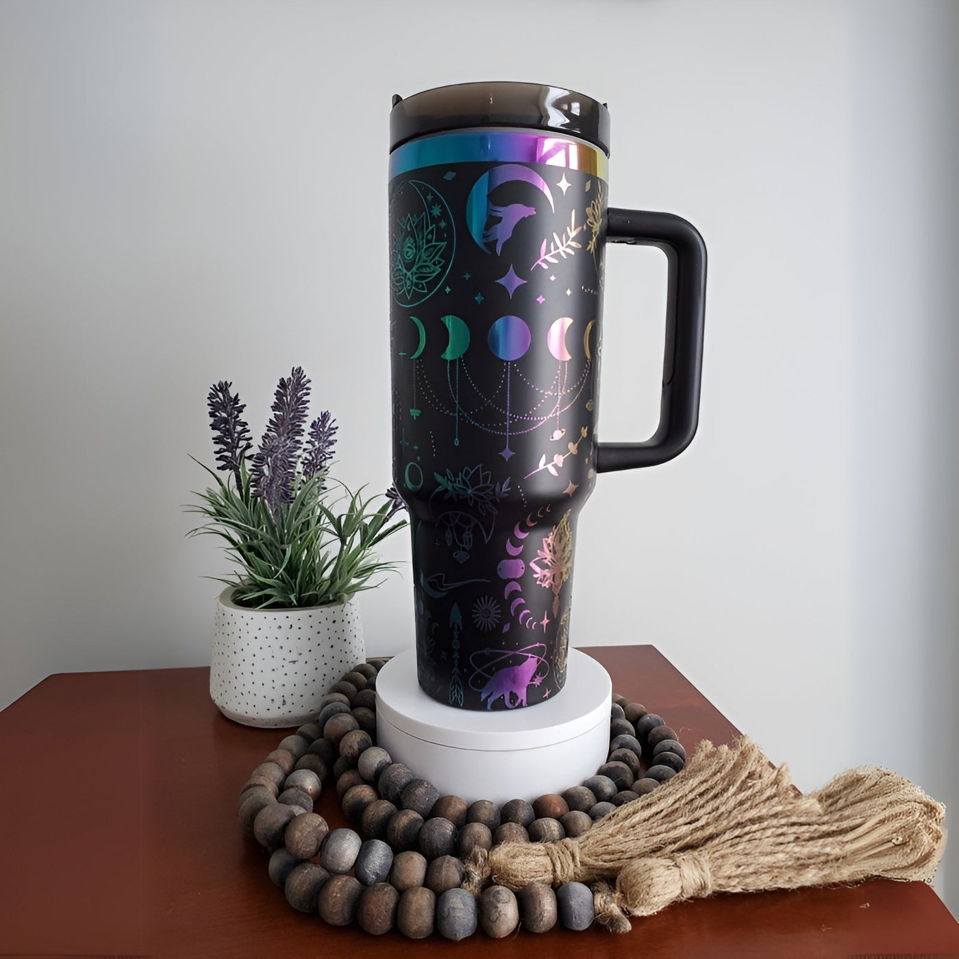 Moons And Lotus Tumbler With Straw