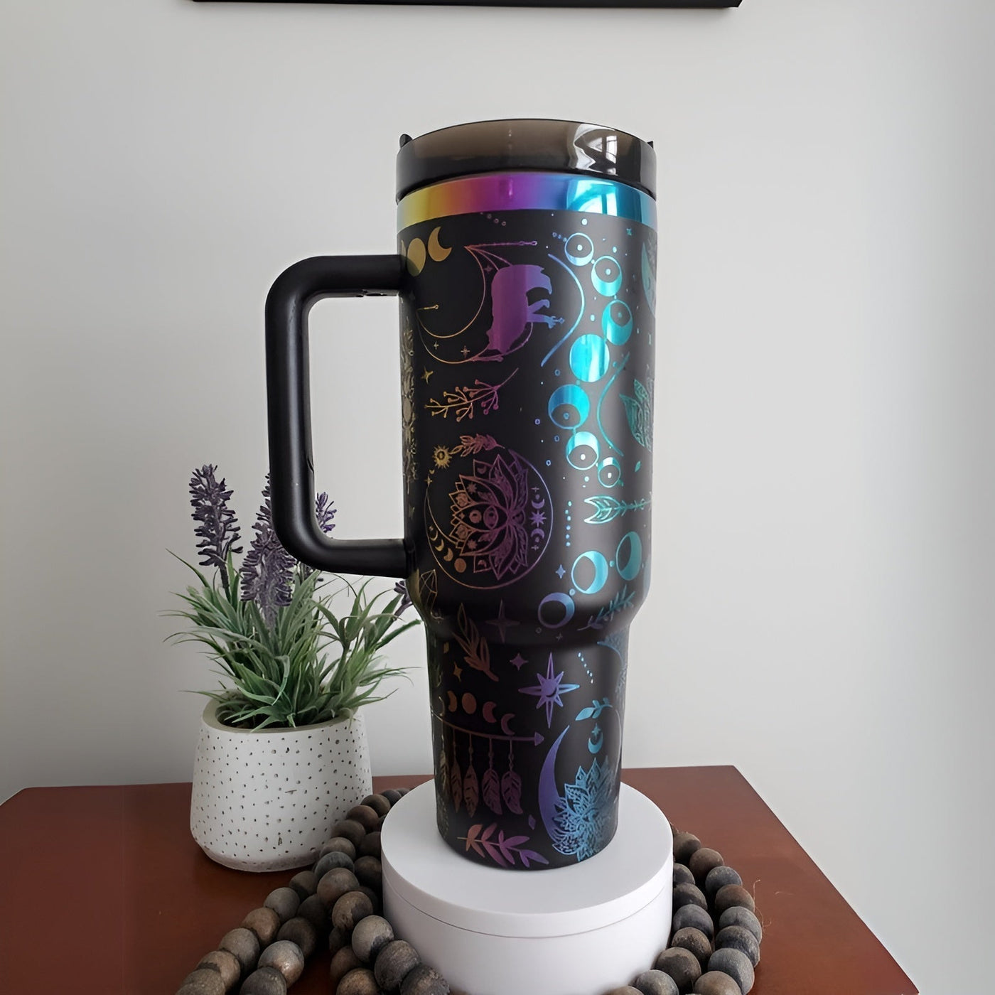 Moons And Lotus Tumbler With Straw