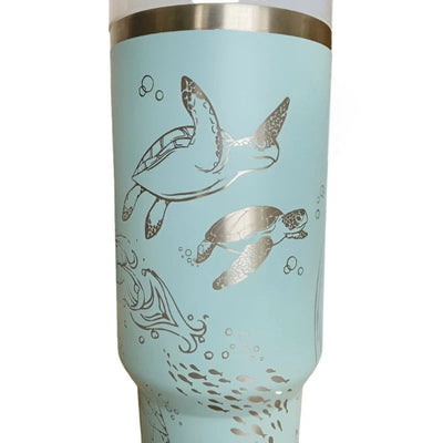 Sea Turtles Engraved 40 Oz Tumbler With Handle