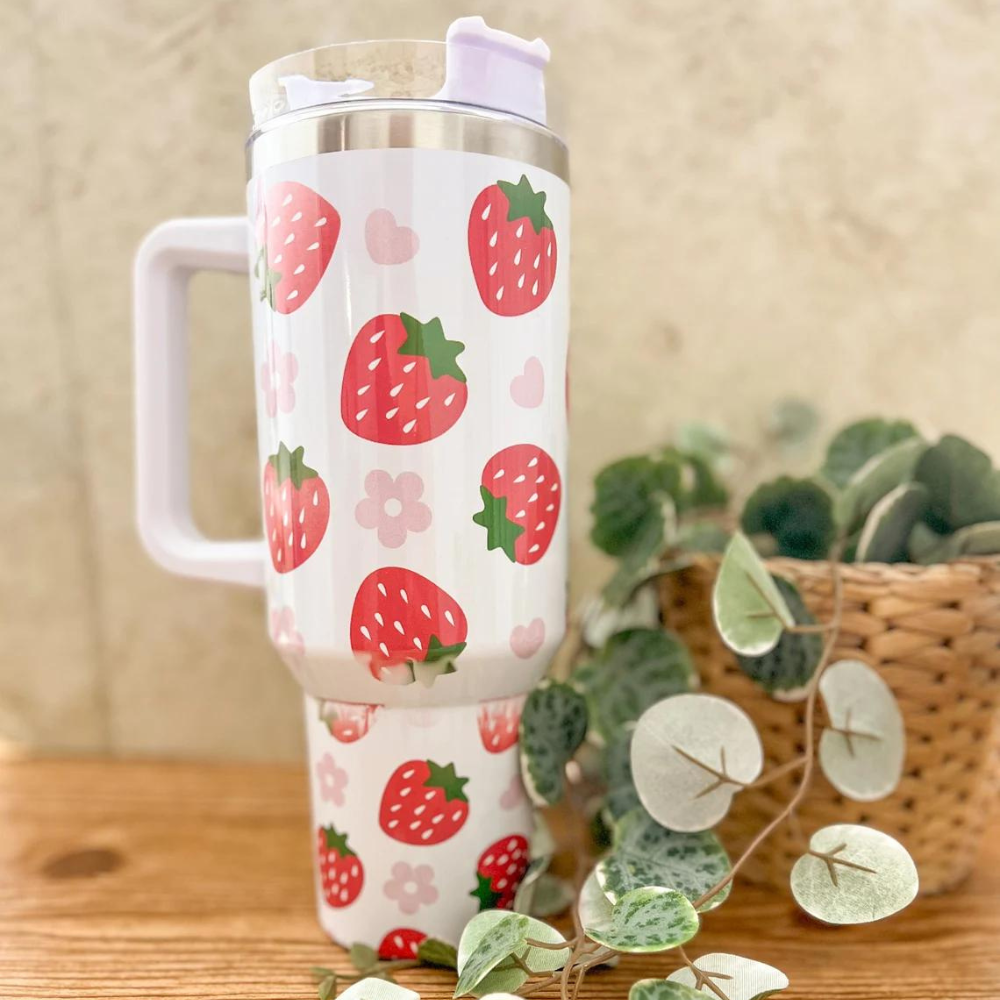 Strawberry 40 oz Kawaii Travel Tumbler Mug