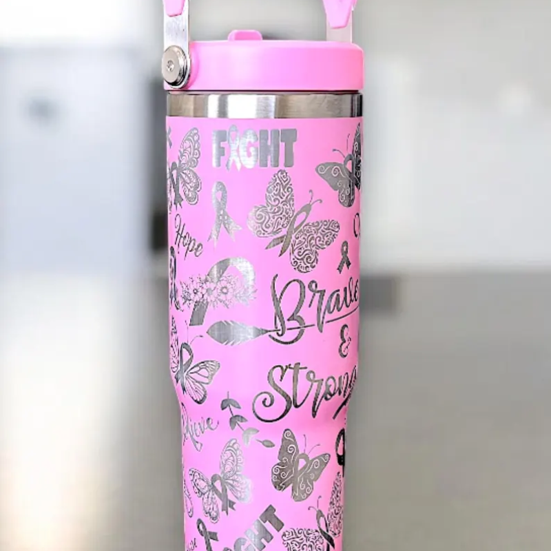 Spill Proof Tumbler With Brave And Strong Design