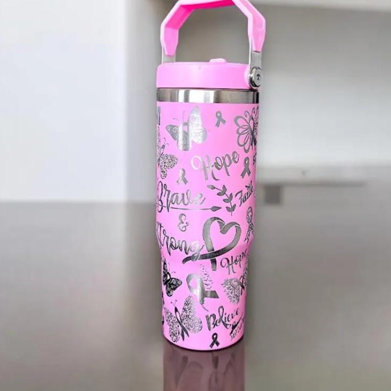 Spill Proof Tumbler With Brave And Strong Design