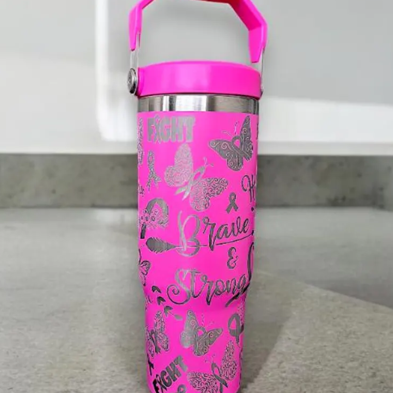 Spill Proof Tumbler With Brave And Strong Design