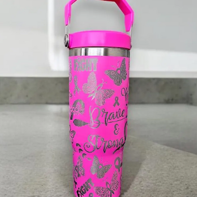 Spill Proof Tumbler With Brave And Strong Design