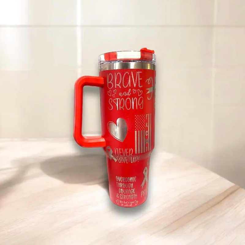 Brave And Strong Print Vacuum Insulated Tumbler