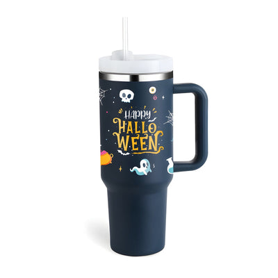 40Oz Insulated Printed Tumbler With Handle And Straw