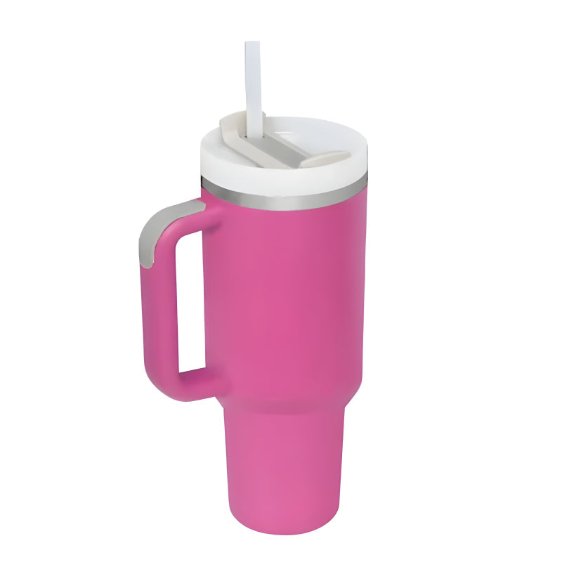 40Oz Insulated Printed Tumbler With Handle And Straw