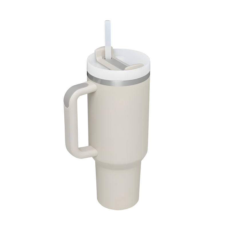 40Oz Insulated Printed Tumbler With Handle And Straw